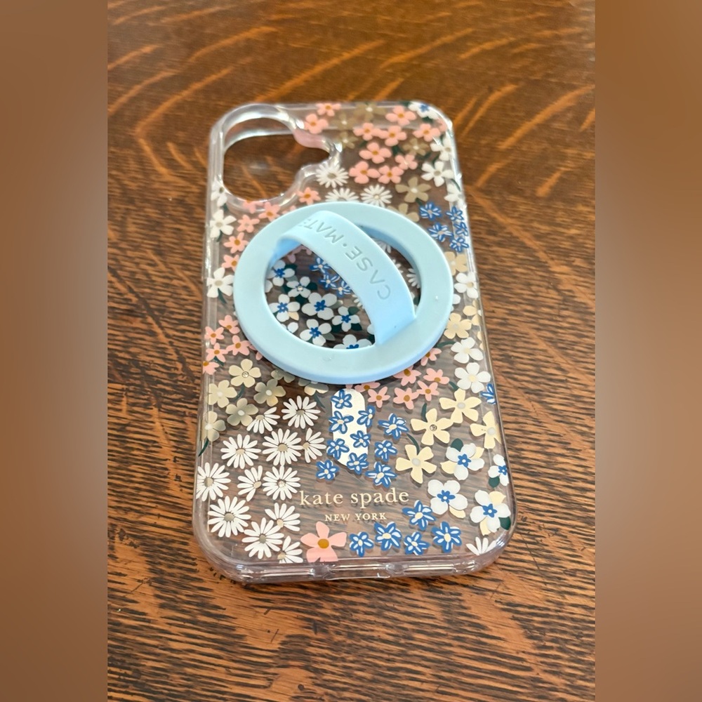 Kate Spade Blue Floral IPhone 16 Case with Case Mate Grip